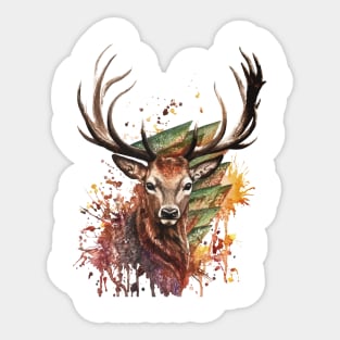 Deer Stag Head Realistic Animal Art Sticker